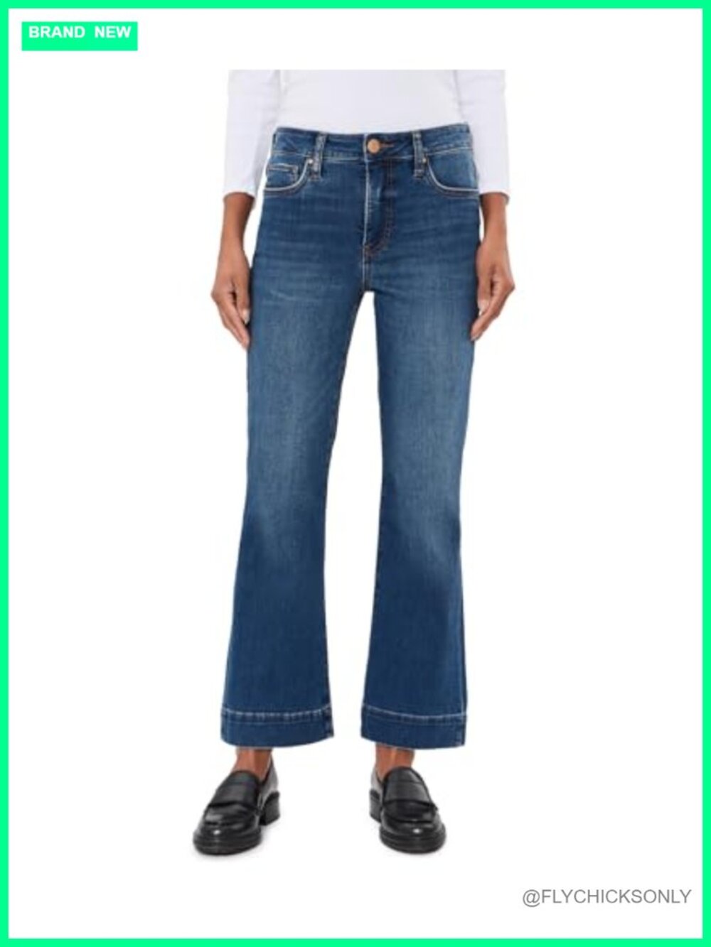 High Rise Ankle Flare Jeans Fitted Hip Kick Crop Denim